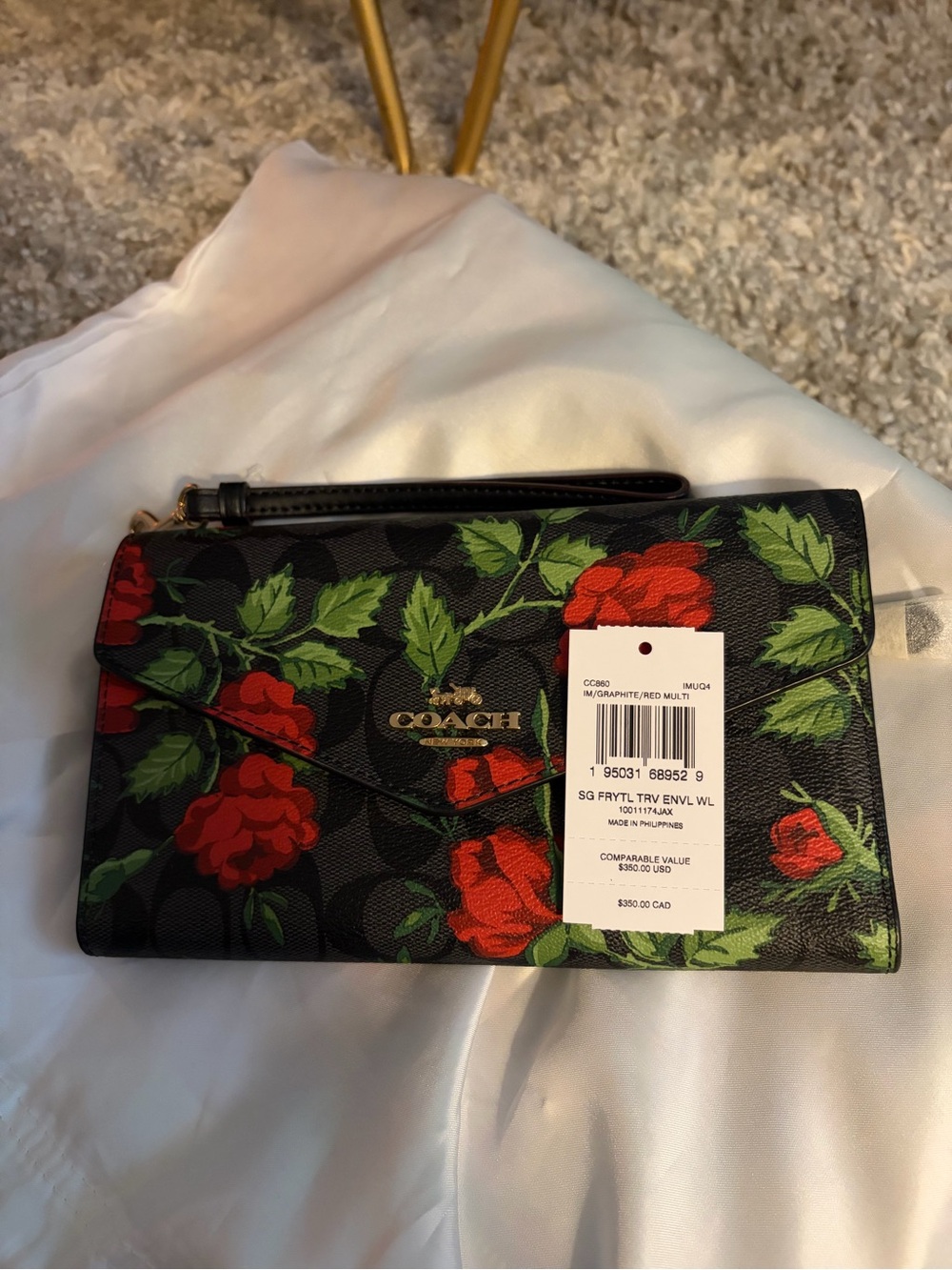 NWT COACH Kacey Bag In Signature Canvas With Fairytale Rose Print With Wristlet - Picture 8 of 11